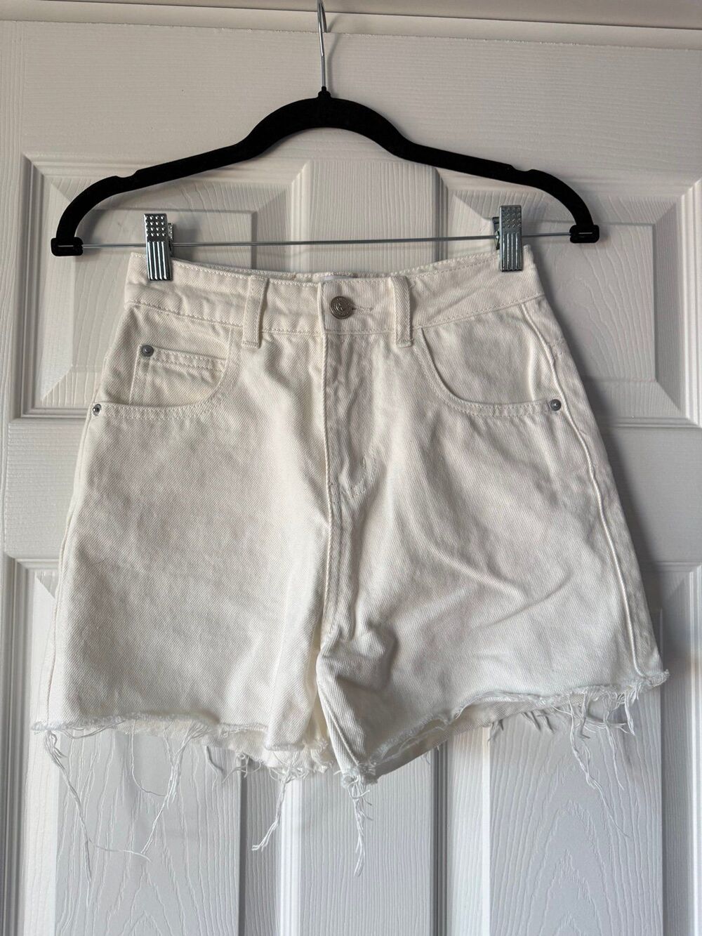 white denim shorts